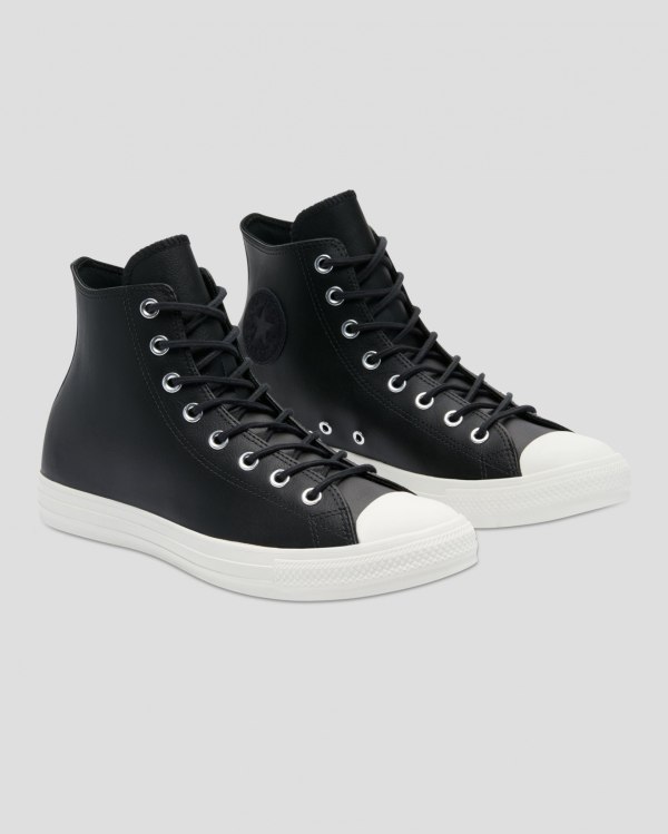 Converse Chuck Taylor All Star Seasonal Leather Sort Sko Danmark - Converse Høje Sneakers Herre - 52